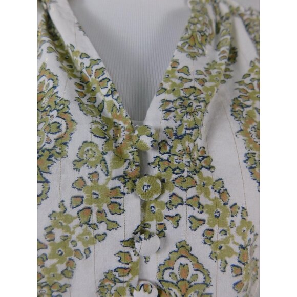 Belle by Kim Gravel Large Green Boho V Neck Tunic Print - Picture 8 of 12